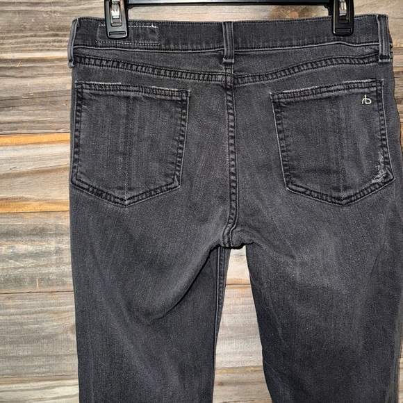 Rag & Bone Skinny Jeans Women's 29 Black Stretch Denim Low Rise Distressed Pants - Picture 4 of 8